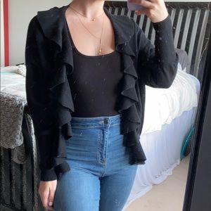 Nordstrom Black cardigan with ruffled front